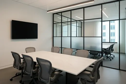 Bright conference room in a Berlin office after regular maintenance cleaning.